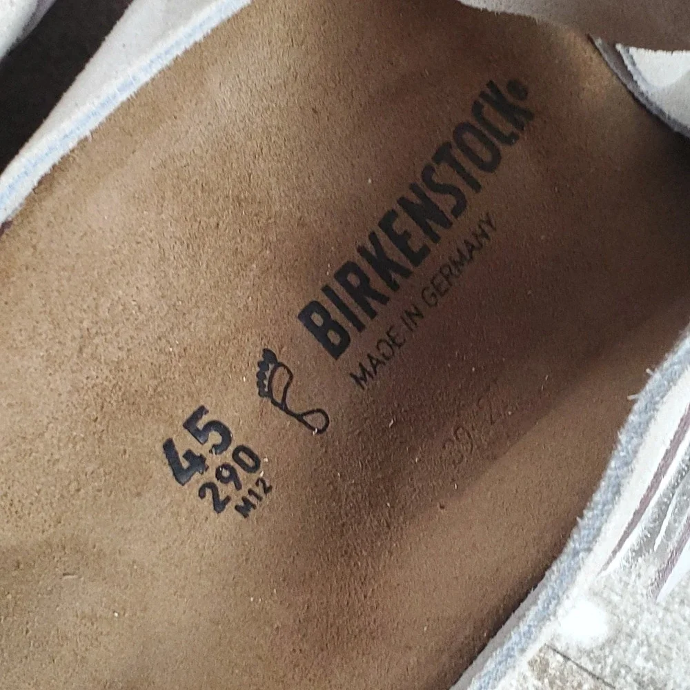 Birkenstock Uji Mens Sandals Sz 12 Casual Antique White Suede Leather Slides